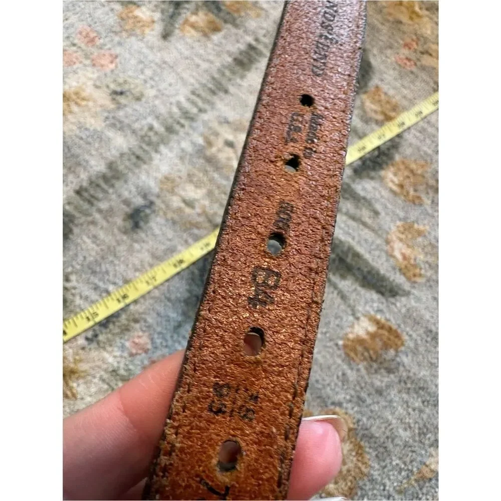 Vintage‎ Lands' End USA Made Black Canvas Belt Leather Solid Brass 38